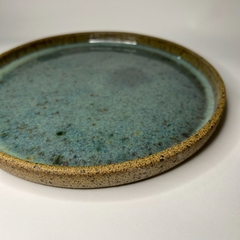 Prato sobremesa aba reta - Azul reagente br. - Ateliê Siqueira - Cerâmica artesanal