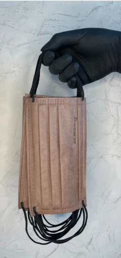 Kit Máscara Marrom c/elastico preto 