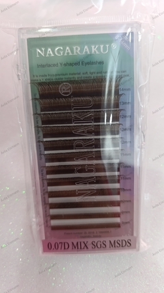 Cílios Nagaraku Volume Brasileiro Y Marrom Mix 8-14mm 0.07D