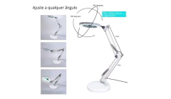Luminária Lupa De Mesa Bancada Articulada Luz Led
