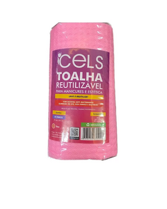 TOALHAS REUTILIZAVEIS MULTIUSO P/ MANICURES C/ 44 PANOS ROSA – CELS