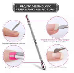 Kit de 4 Espátulas Cutícula Mista Aço Inox Manicure Cutelaria Inox