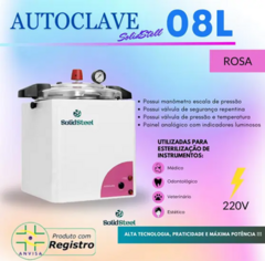 Autoclave Manicure 8 LITROS Solidsteel Podologia Anvisa 220v – ROSA