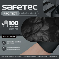 Luva Nitrílica Preta para Proteção Química Safetec (sem pó)  Tamanho P
