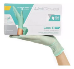 Luva de látex Verde Lano-E para procedimento (sem pó, com hidratante)