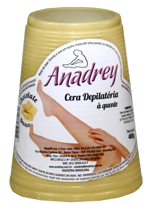 Cera Depilatoria á quente Anadrey - Chocolate Branco 400 Gr.