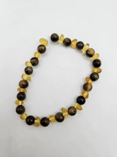 Pulseira com âmbar do báltico e olho de tigre - comprar online