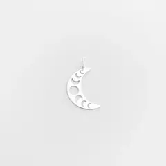 Colar de prata Fases da Lua Vazada - Vale Dos Sonhos Artes