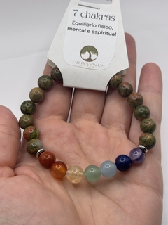 Pulseira 7 chakras com unakita na internet