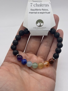 Pulseira 7 chakras com pedra vulcânica na internet