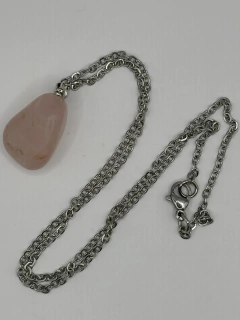 Colar quartzo rosa - rolado