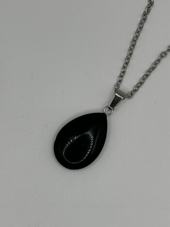 Colar obsidiana negra - gota