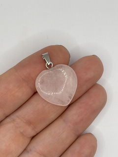 Colar de quartzo rosa - coração - comprar online