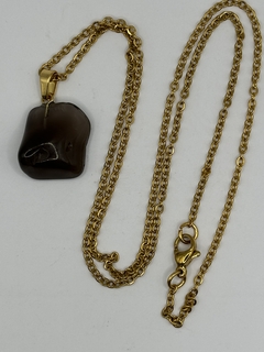 Colar dourado quartzo fumê - rolado - comprar online