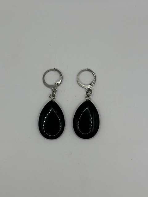 Brinco gota obsidiana