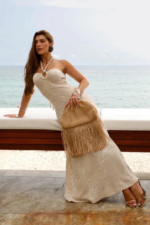 Vestido Longuete C/ Lurex Floral - Algodão VS-25340