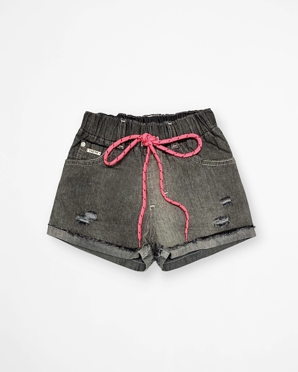 Shorts Jeans Black com Cordão Neon