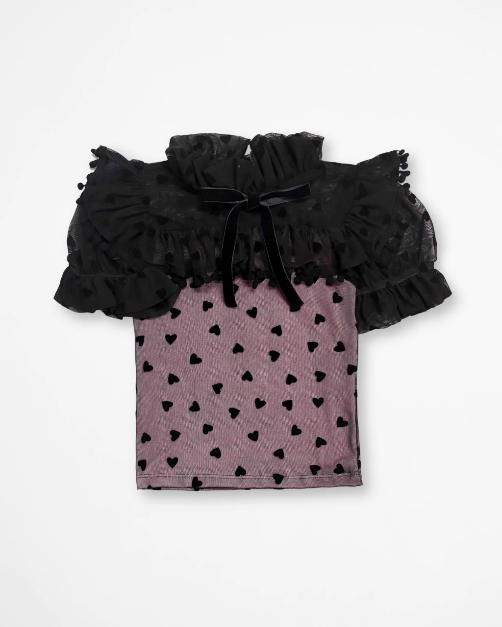 Blusa de Corações Preta e Rosa