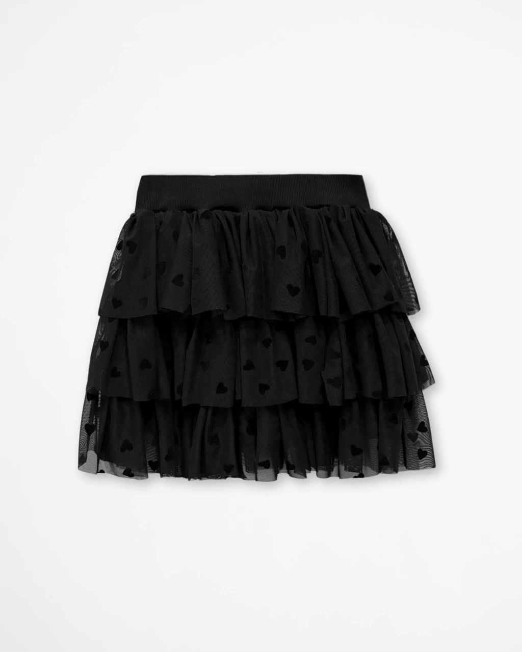 Shorts Saia de Babados de Tule com Estampa de Corações