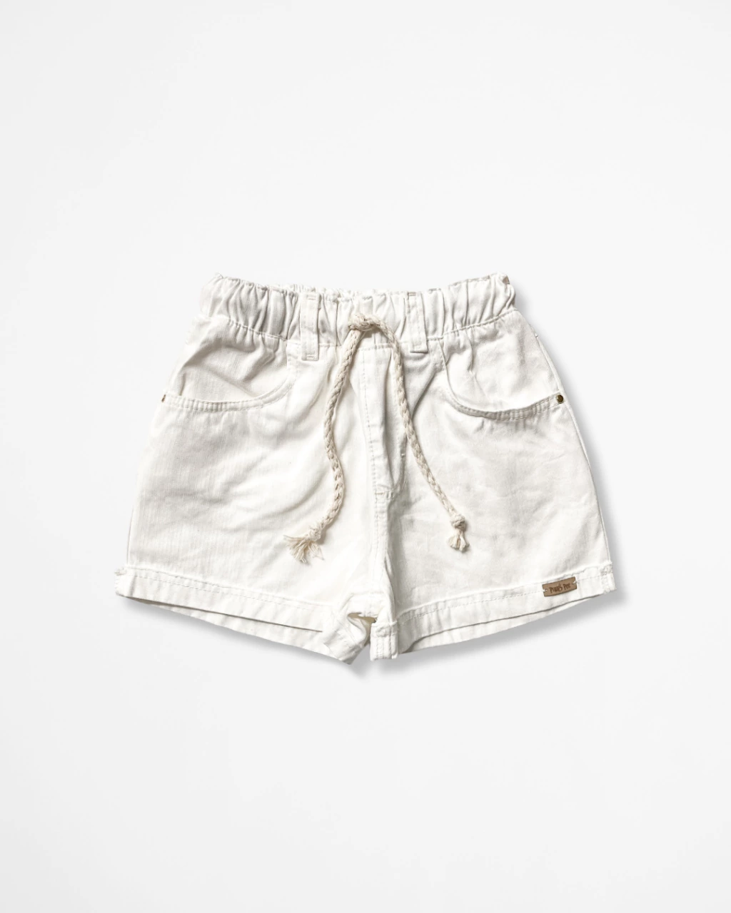 Shorts de Sarja com Cordão Trançado