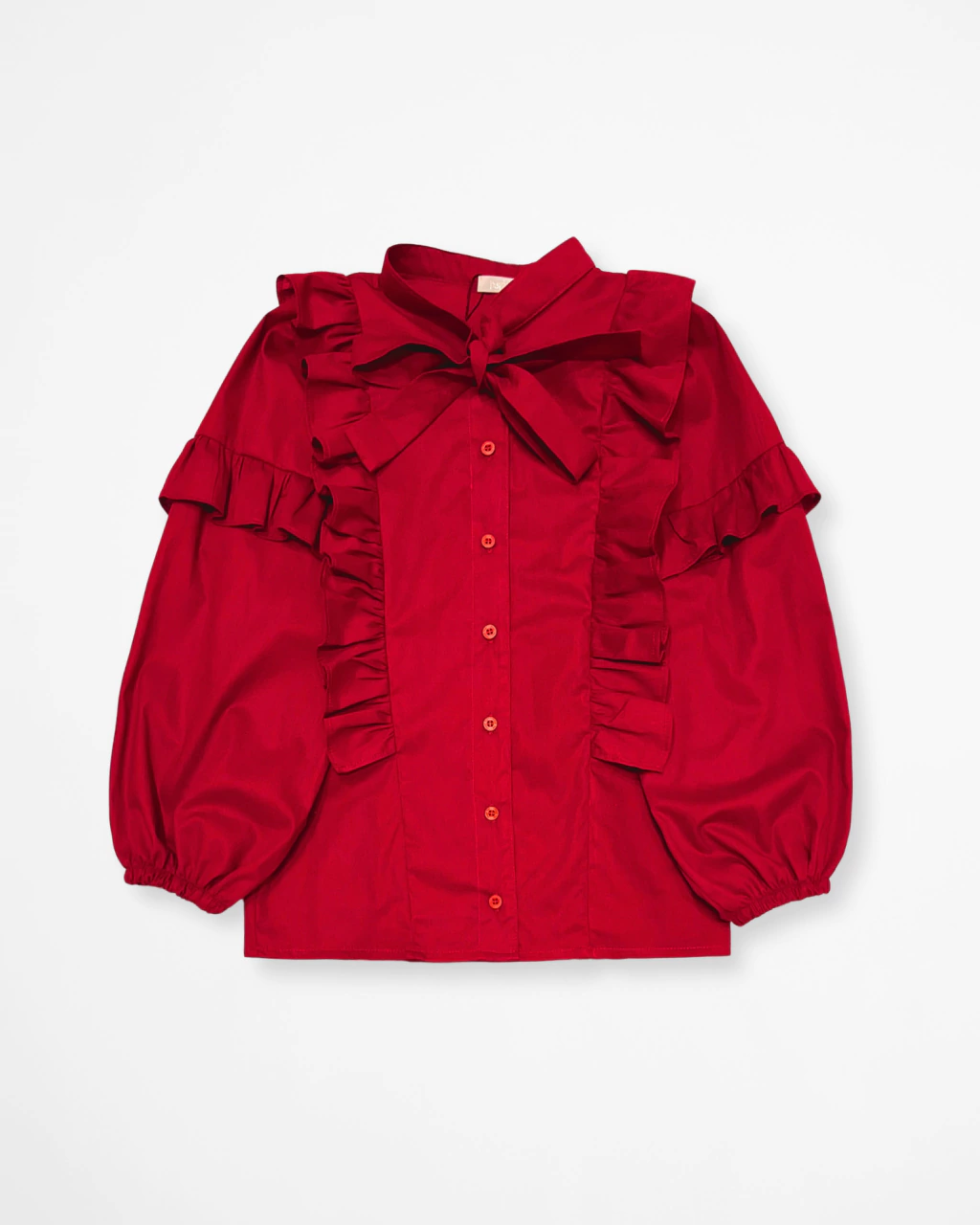 Camisa de Babados e Laço Cereja Margot