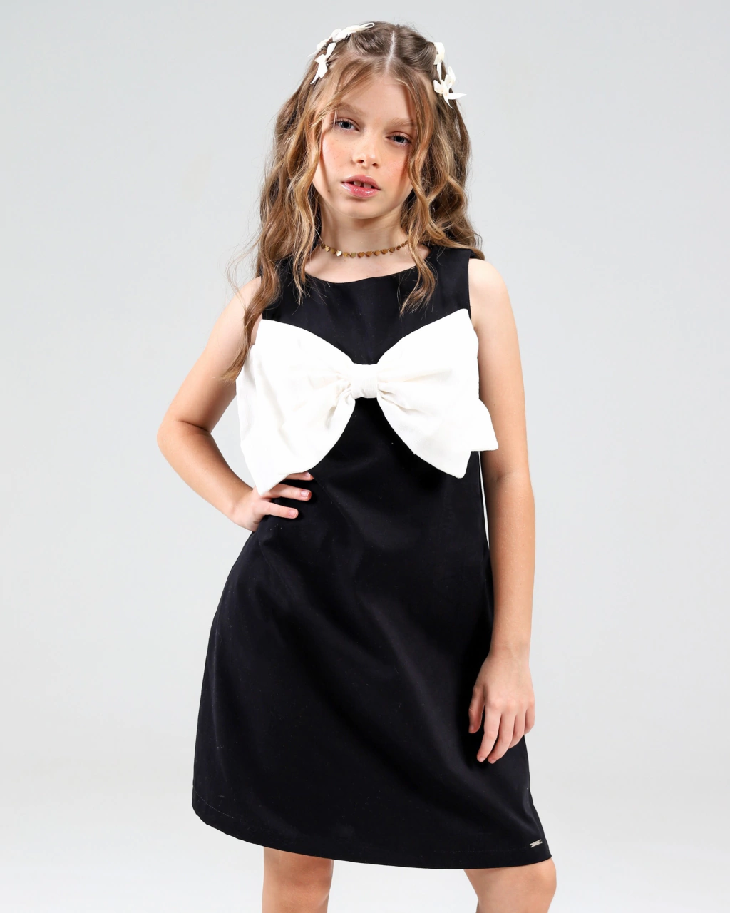 Vestido de Laço Preto & Off White Tina