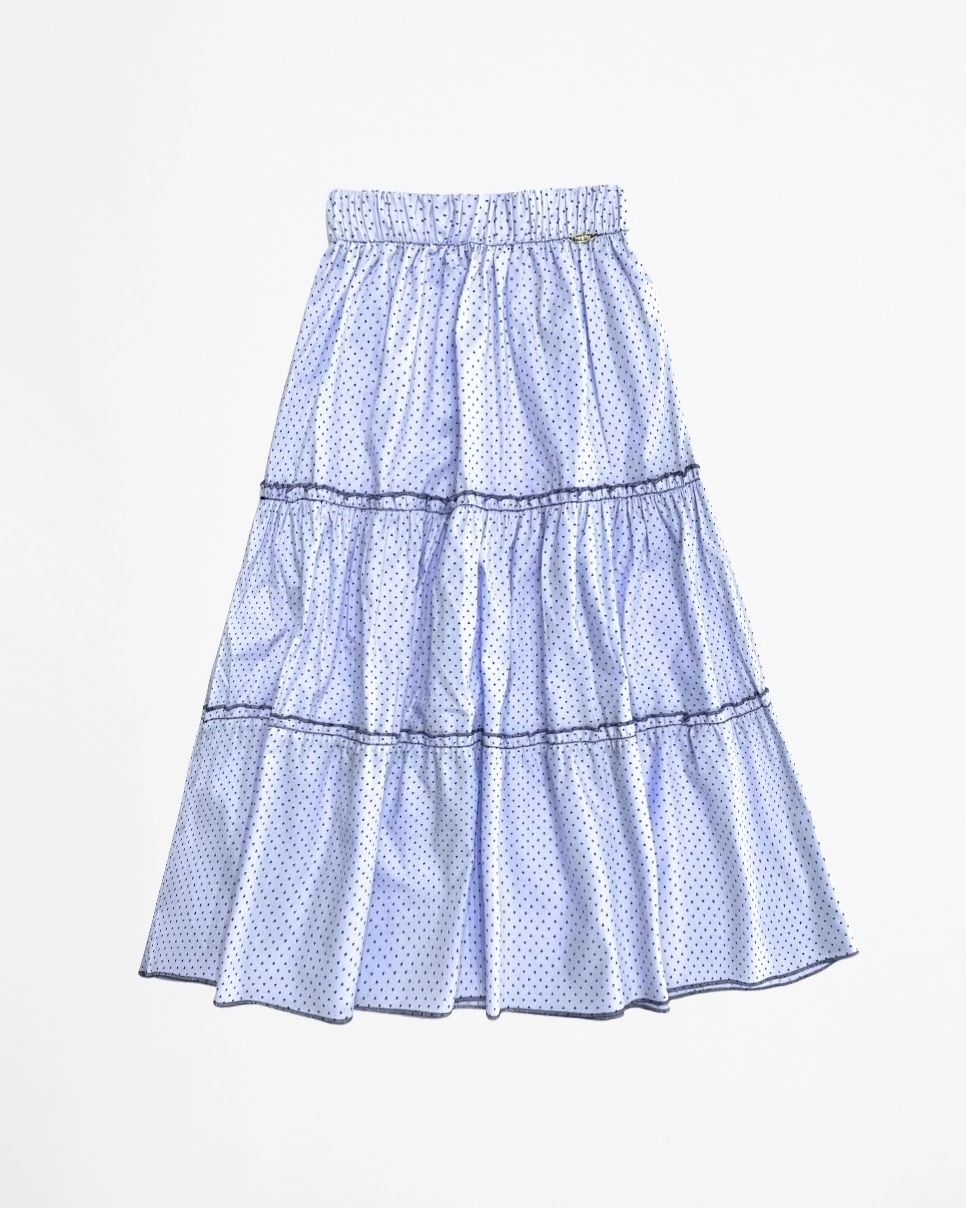 Saia Longa Azul Bebê Estampada