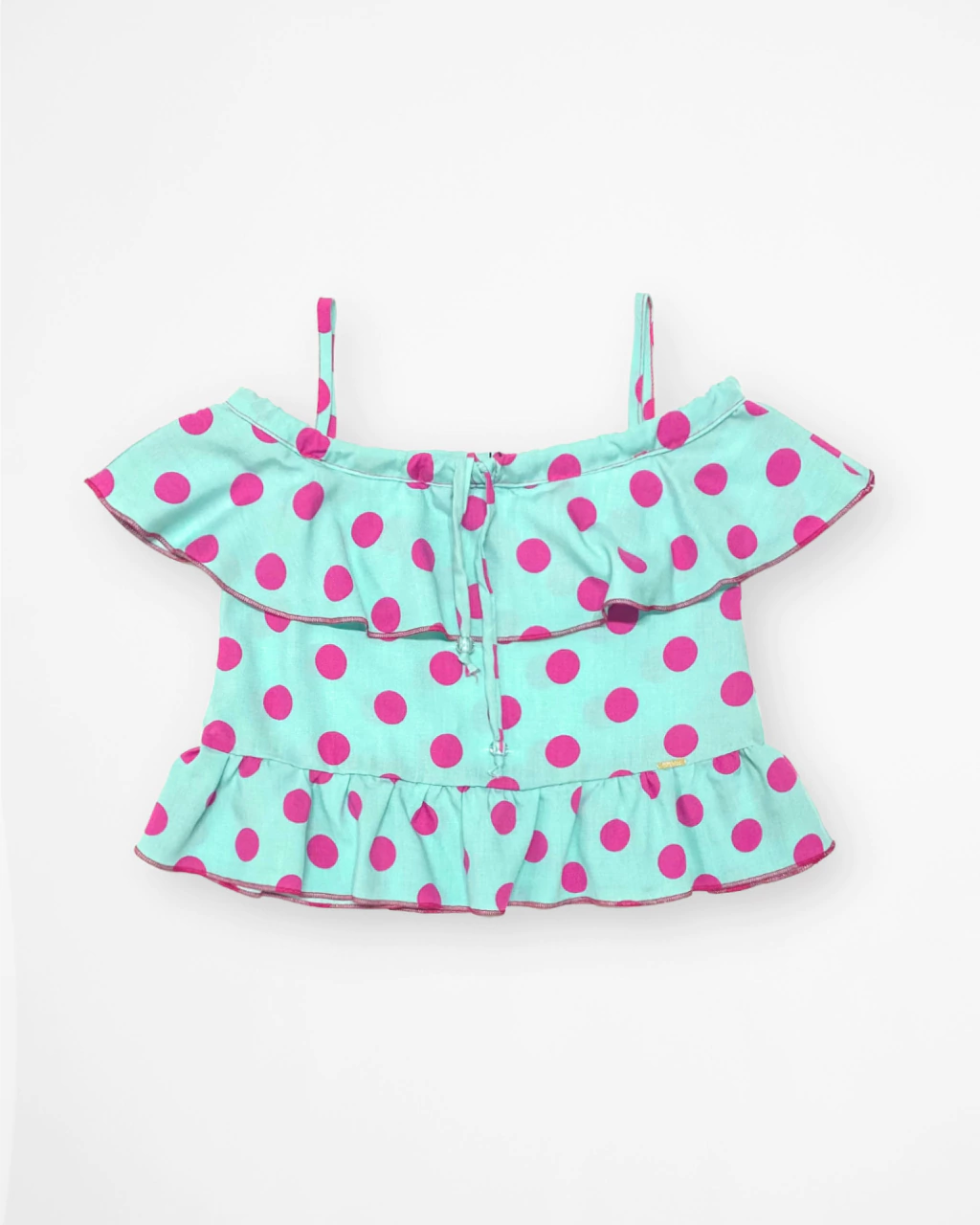 Bata de Alcinha Verde Água de Bolinhas Pink