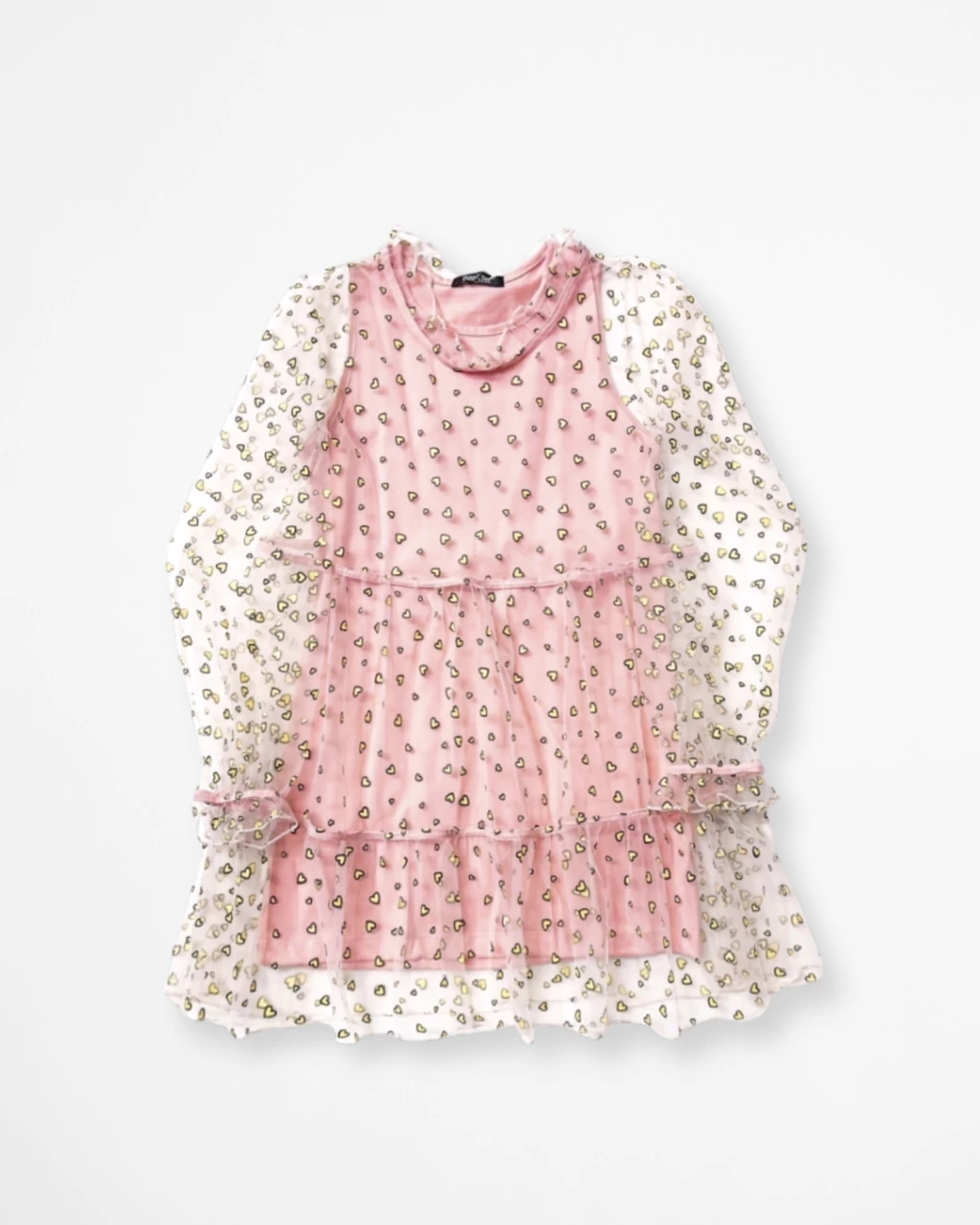 Vestido Rosê de Corações Amarelos