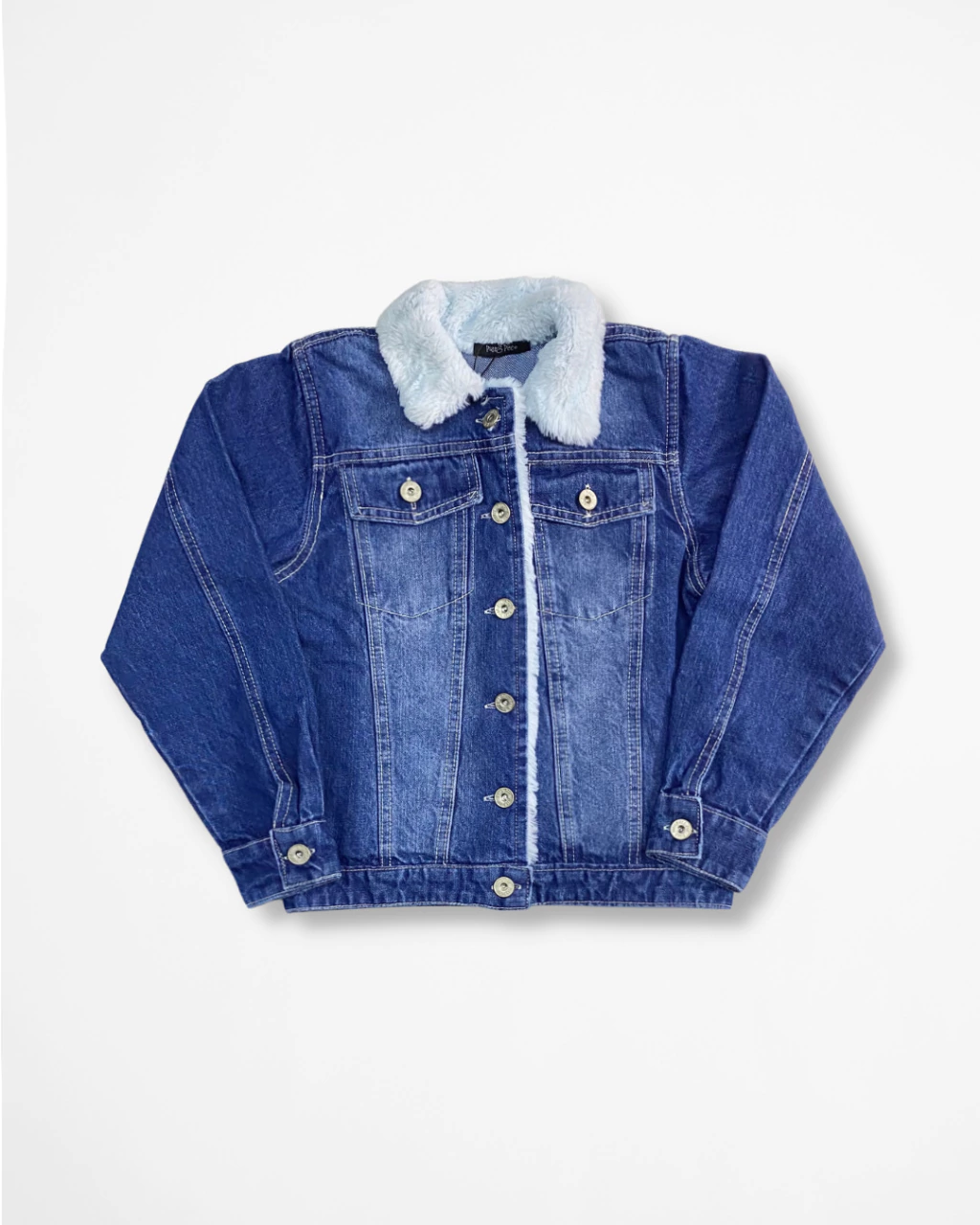 Jaqueta Jeans com Gola de Pelúcia