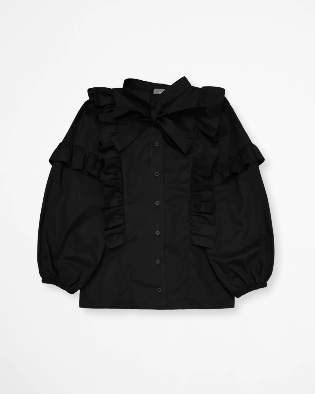 Camisa de Babados e Laço Preta Margot