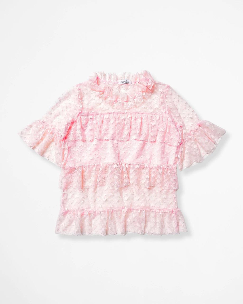 Blusa de Tule de Corações Rosa Bebê Mila