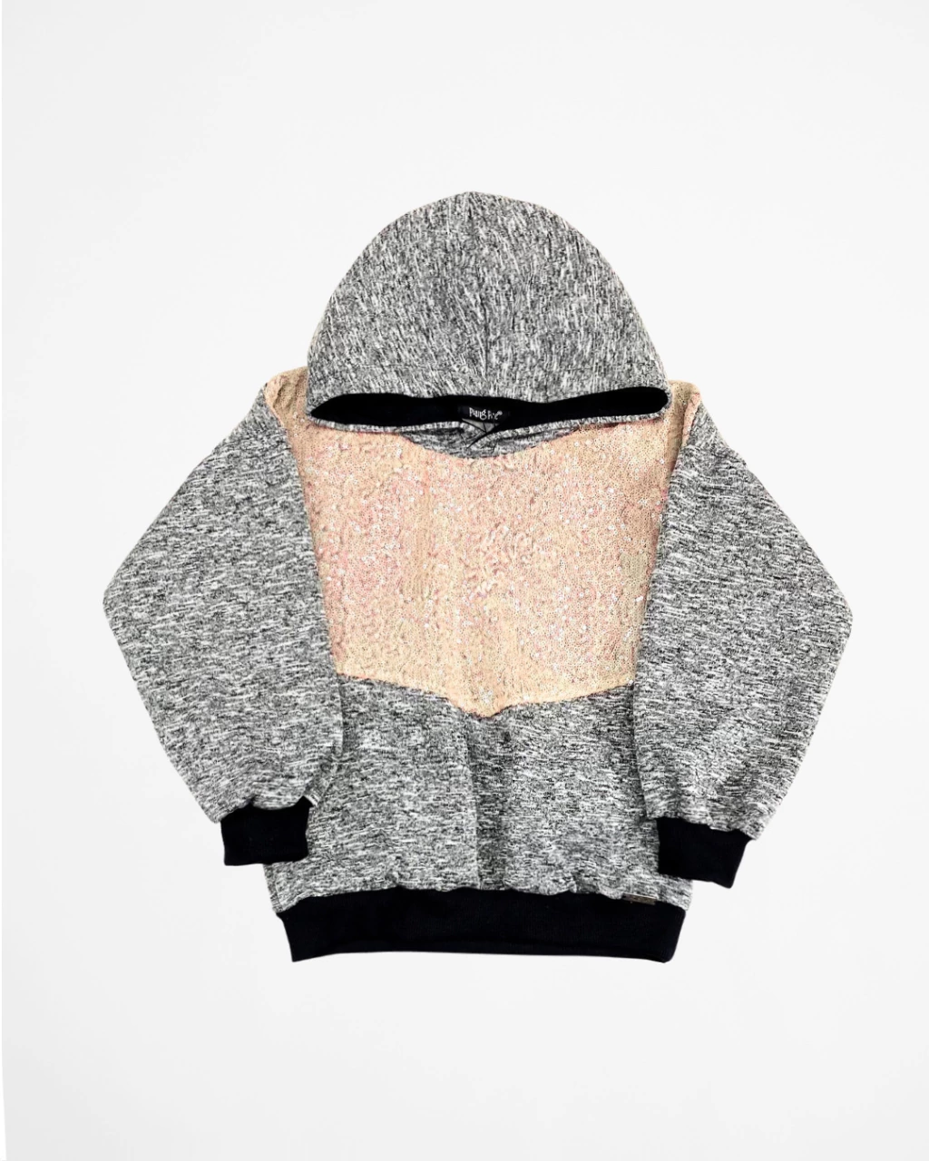 Blusa de Moletom Mesclado com Paetês Rosê