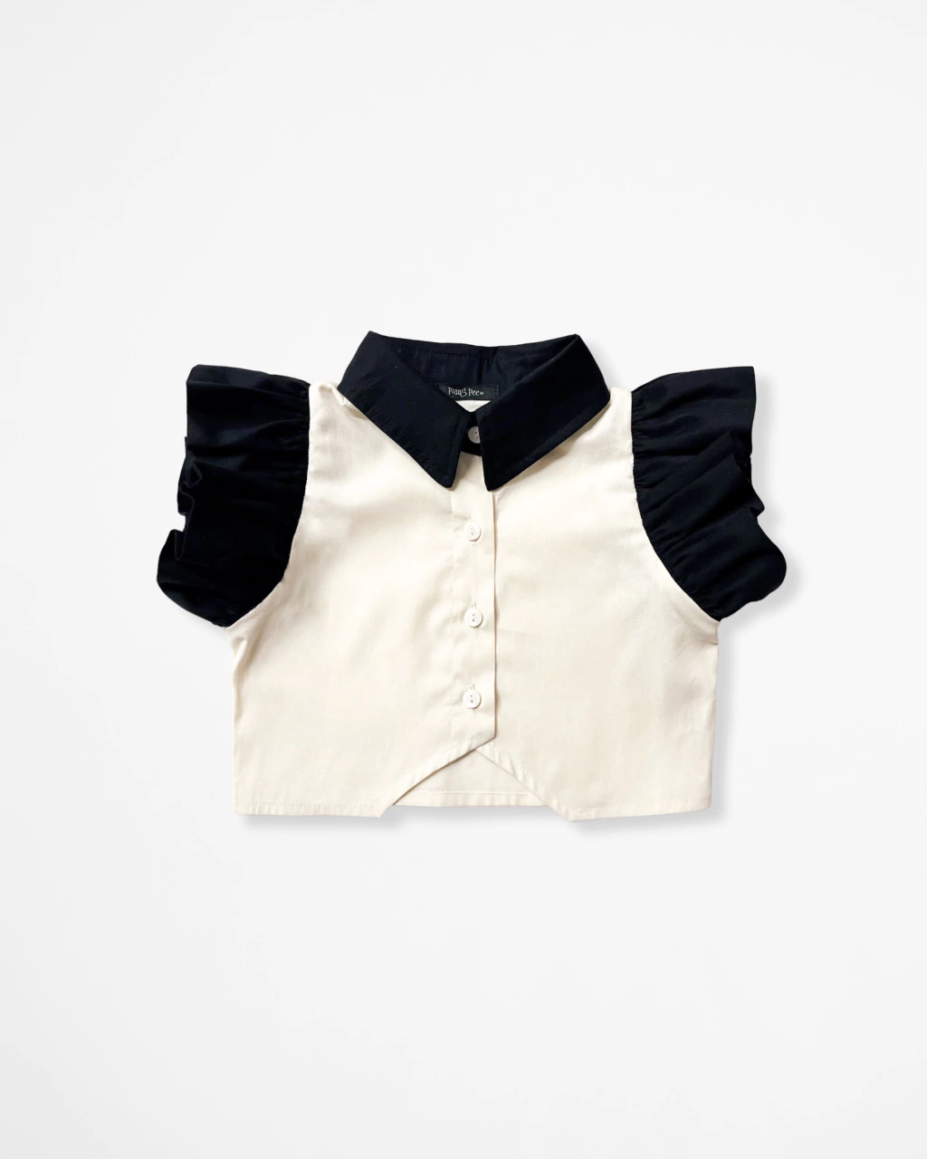Camisa Cropped Preta e Off White