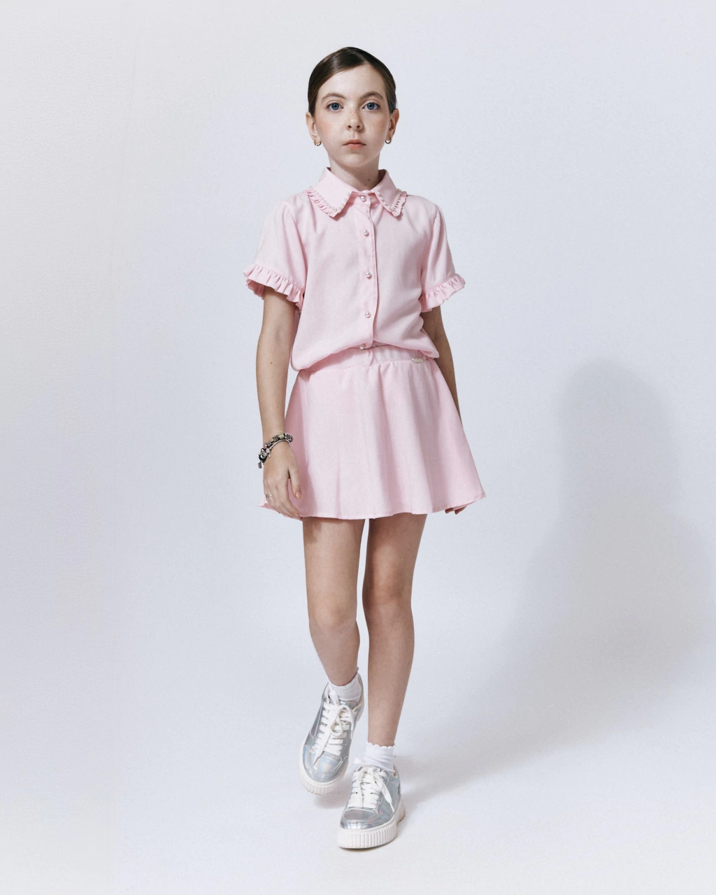 Short Saia de Viscose Rosa Bebê