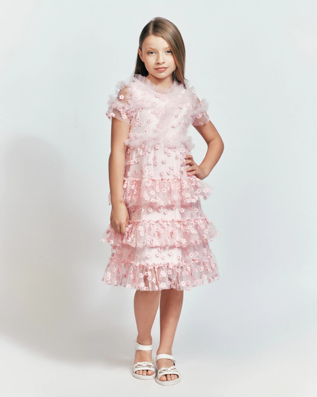 Vestido Rosa Bebê de Flores Aurora