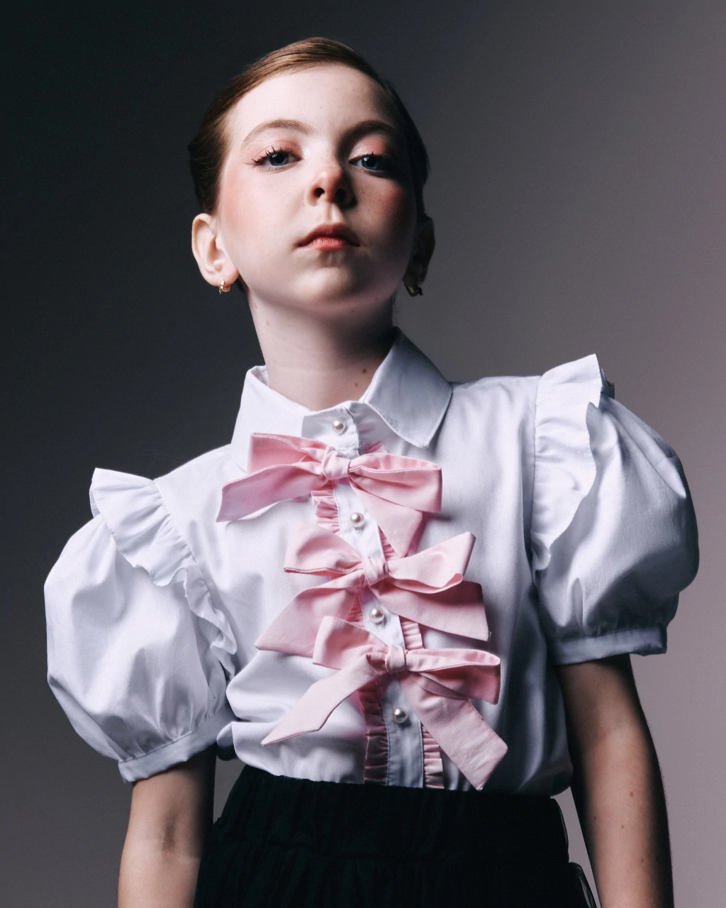 Camisa Clássica com Laços Rosa Bebê