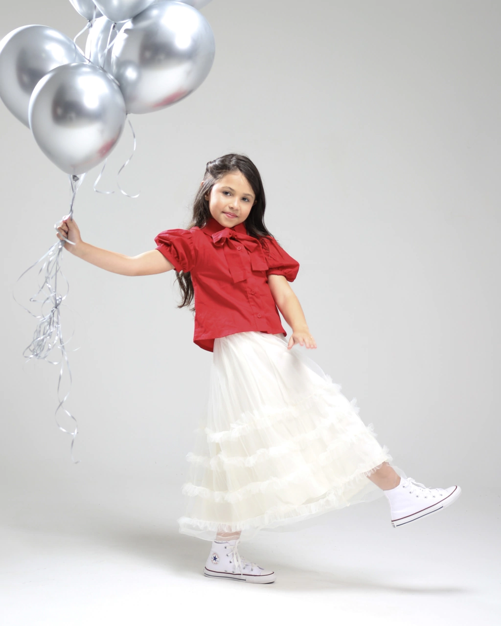 Saia de Tule com FruFrus Offwhite Nastia
