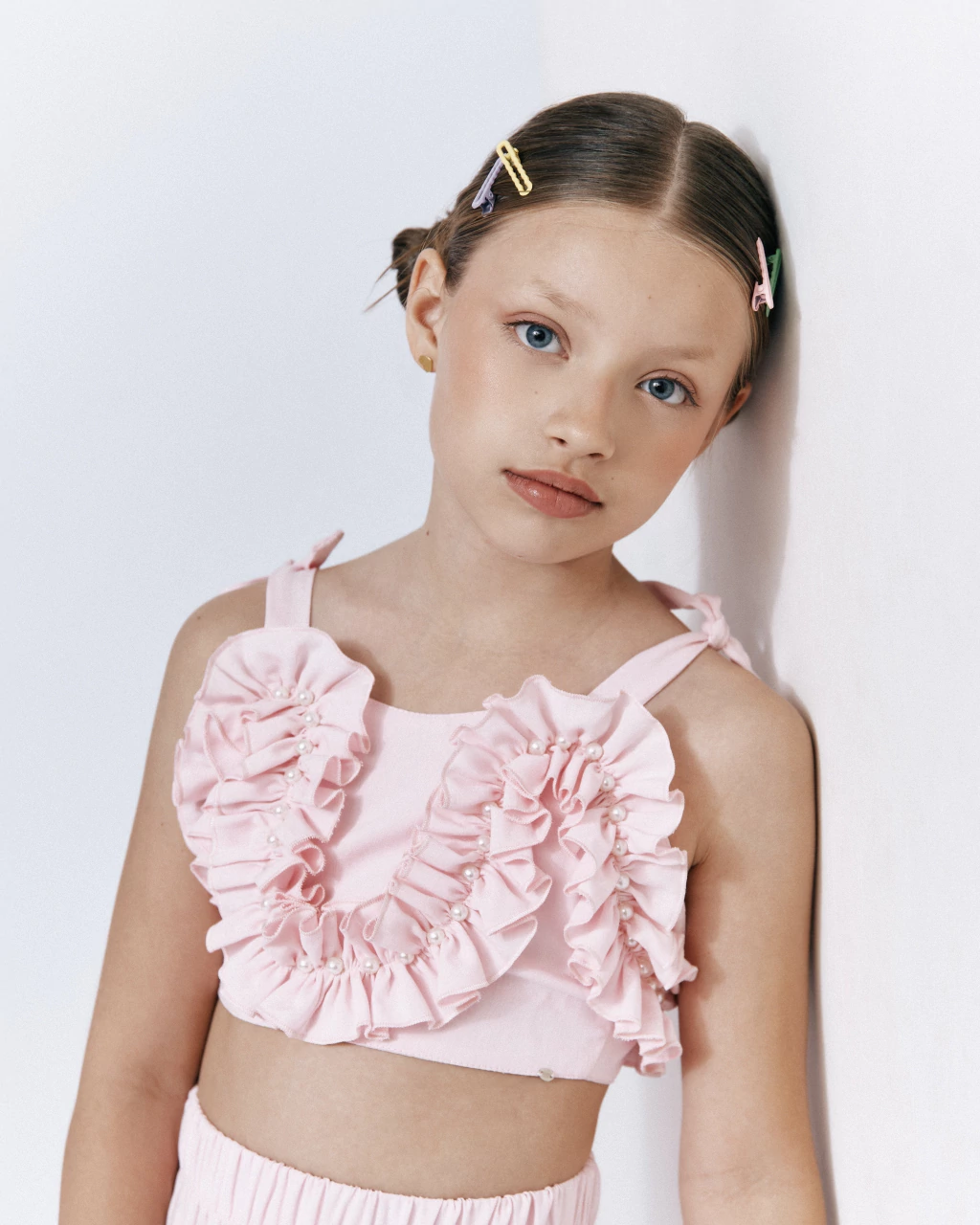 Top de Viscose Rosa Bebê com Babados