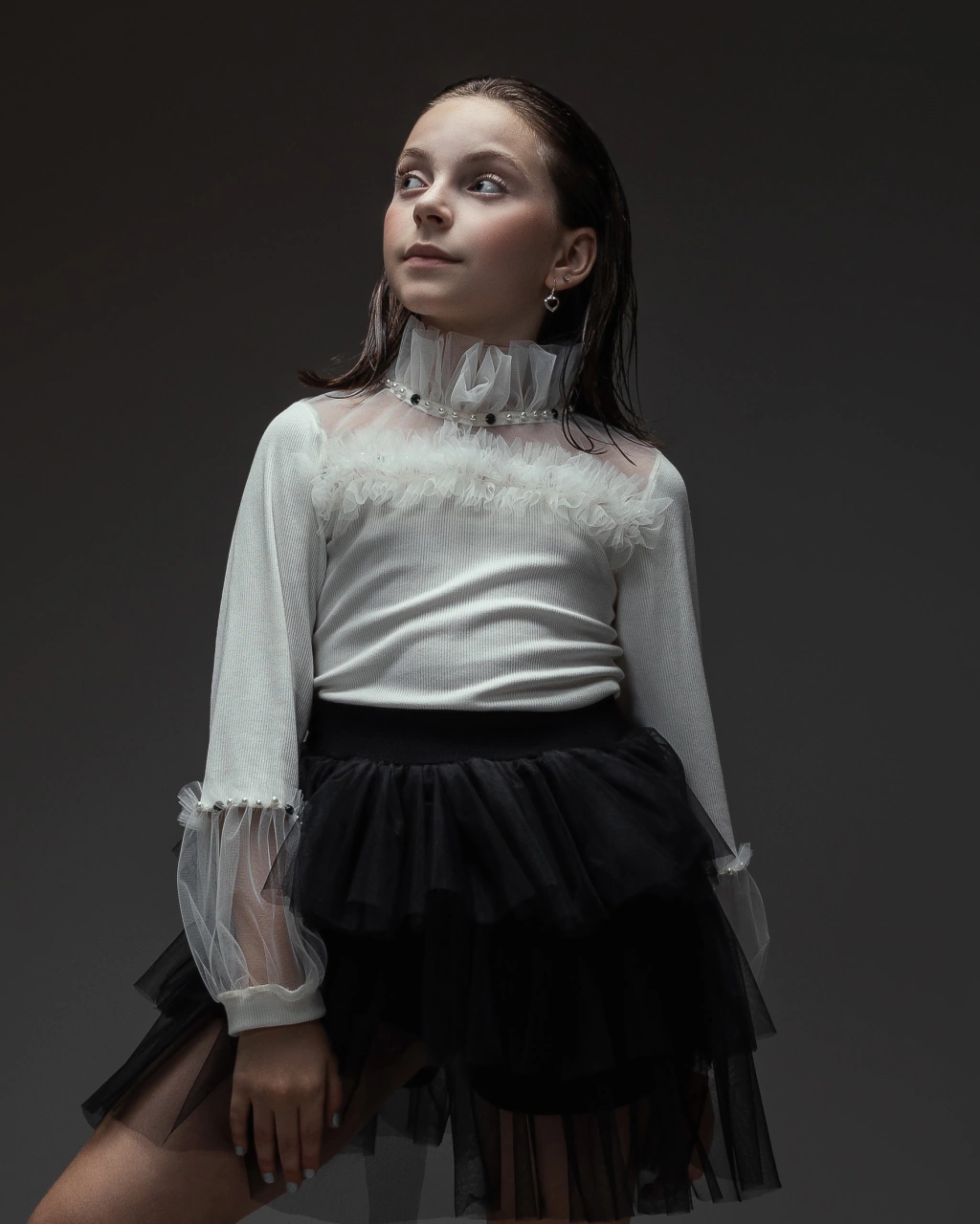 Blusa de Malha com Tule Off White Seraphine