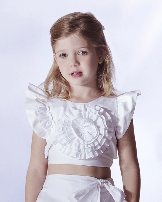 Cropped Branco de Flor Camélia