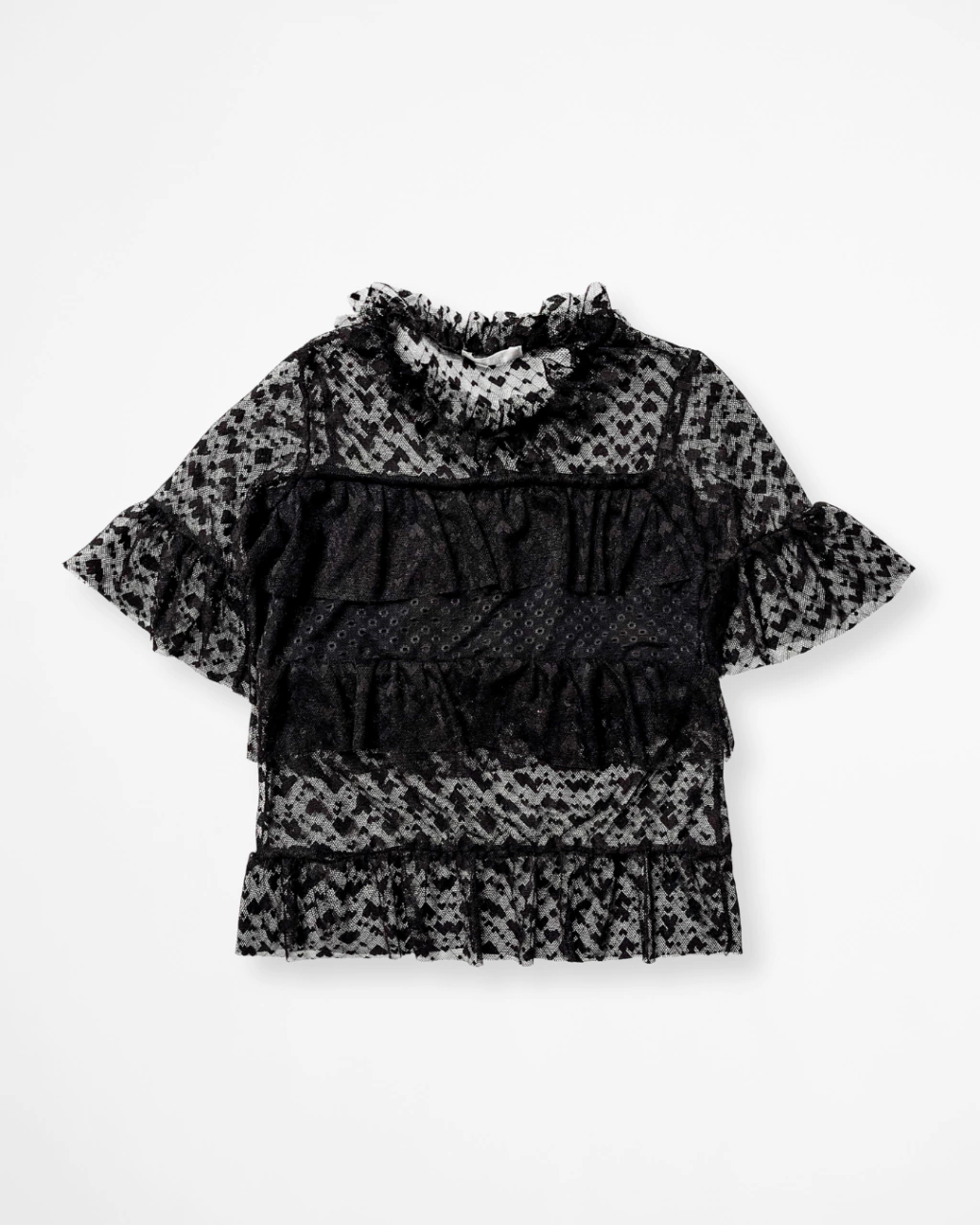 Blusa de Tule de Corações Preta Mila