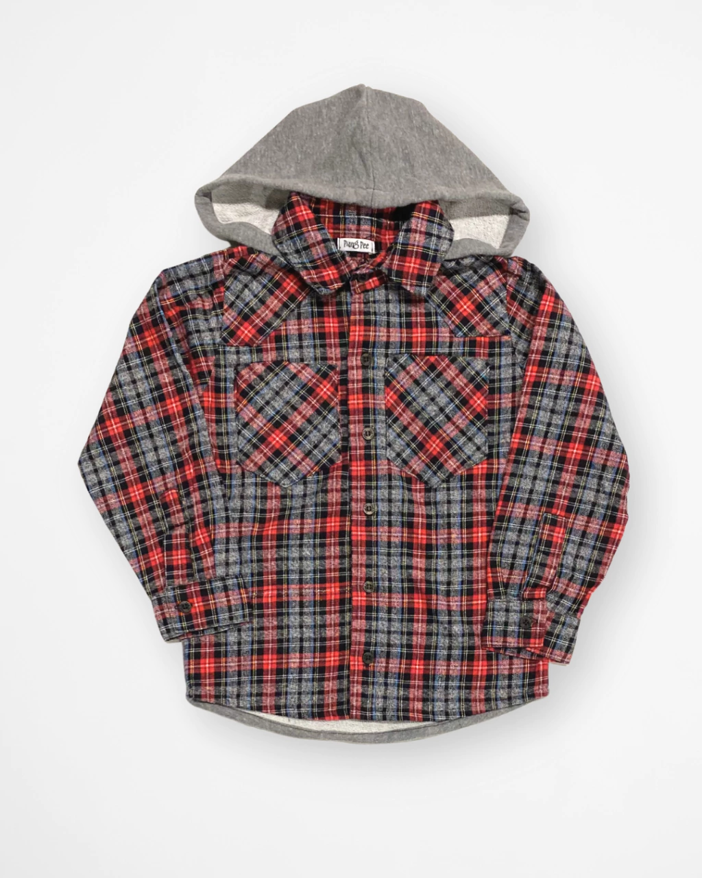 Camisa Xadrez com Capuz de Moletom Mescla