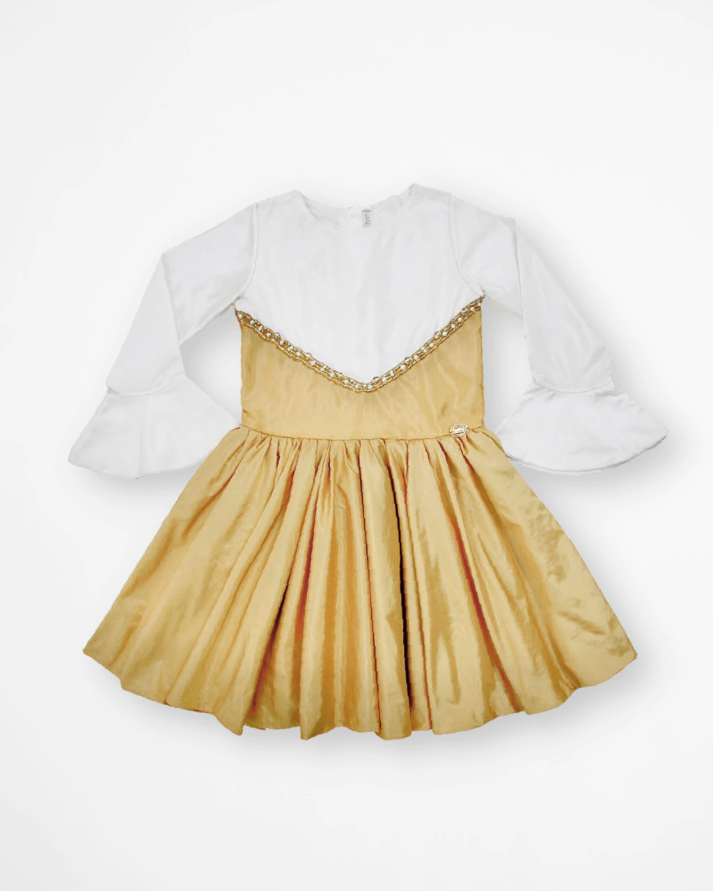 Vestido Offwhite e Dourado