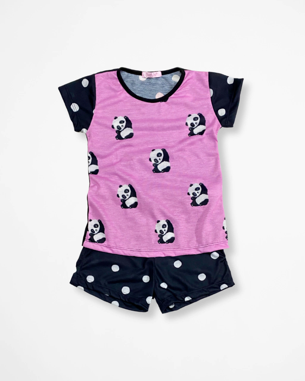 Pijama Infantil de Blusinha e Shorts “Pandas”