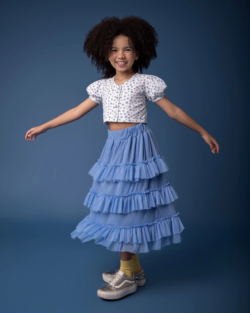 Saia de Tule Azul Olívia