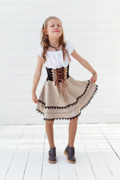 Vestido infantil Camurça Renda Guipir - (cópia)