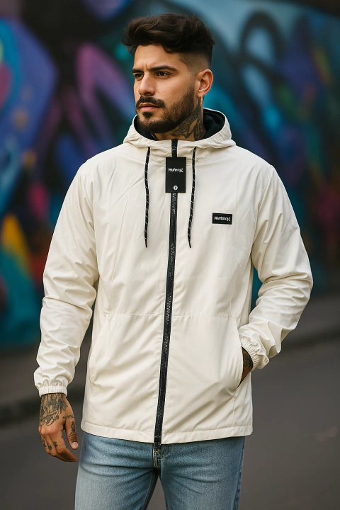 Jaqueta Corta Vento Branco Gelo - Interna Moletom - comprar online