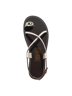 Rasteira Couro Santa Lolla Off white 3432 - Loja Fórmula