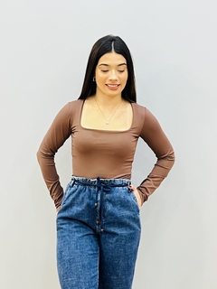 Body Manga Longa com Decote Quadrado 2797